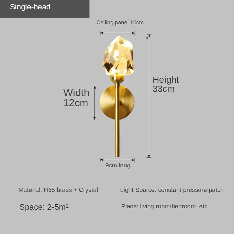 Gold-toned faceted crystal gold led wall sconce decorbites crystal gold for bedroom and living room decor