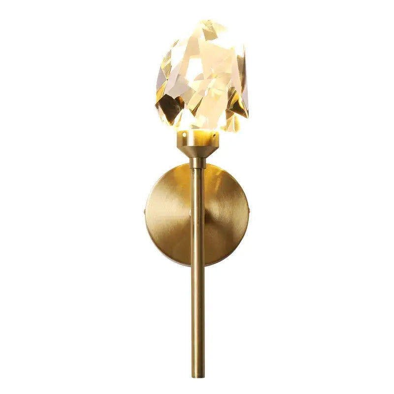 Gold-toned decorbites crystal gold led wall sconce with faceted crystal bulb for bedroom and living room decor