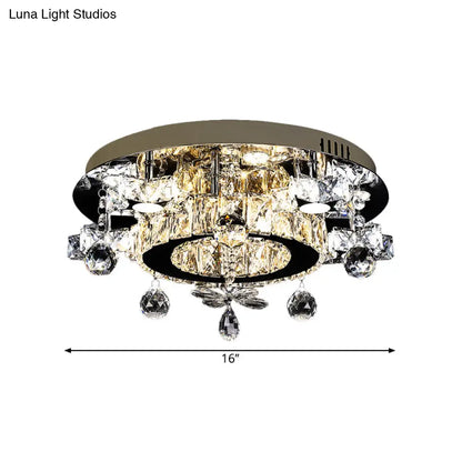 DecorBites™ DecorBites™ Faceted Crystal Star Semi Flush Lamp - LED Ceiling Flush in Chrome - Warm/White Light