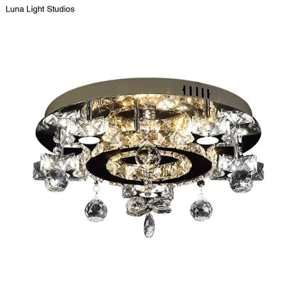 DecorBites™ DecorBites™ Faceted Crystal Star Semi Flush Lamp - LED Ceiling Flush in Chrome - Warm/White Light