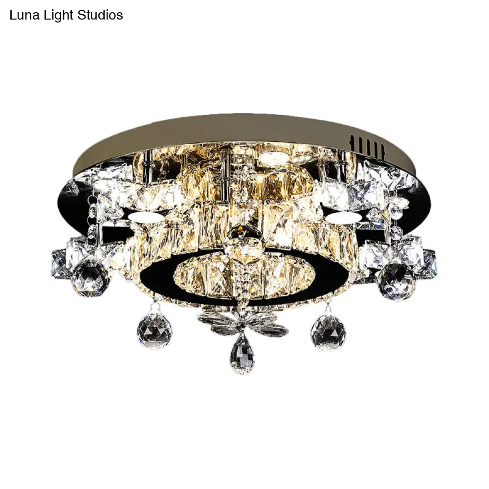 DecorBites™ DecorBites™ Faceted Crystal Star Semi Flush Lamp - LED Ceiling Flush in Chrome - Warm/White Light