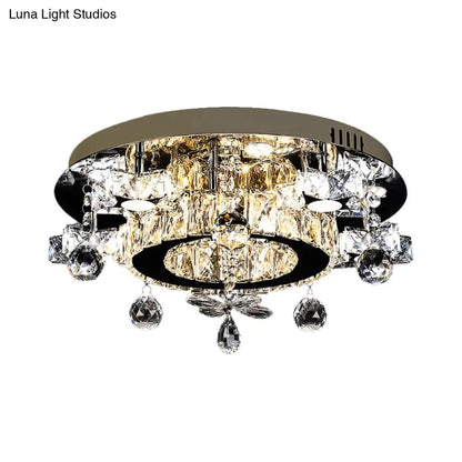 DecorBites™ DecorBites™ Faceted Crystal Star Semi Flush Lamp - LED Ceiling Flush in Chrome - Warm/White Light