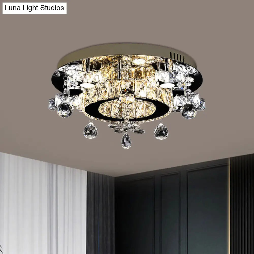 DecorBites™ DecorBites™ Faceted Crystal Star Semi Flush Lamp - LED Ceiling Flush in Chrome - Warm/White Light