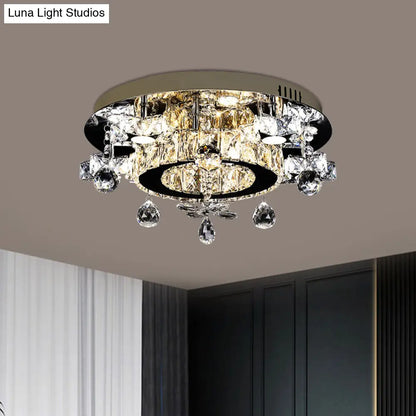 DecorBites™ DecorBites™ Faceted Crystal Star Semi Flush Lamp - LED Ceiling Flush in Chrome - Warm/White Light