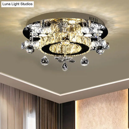 DecorBites™ DecorBites™ Faceted Crystal Star Semi Flush Lamp - LED Ceiling Flush in Chrome - Warm/White Light