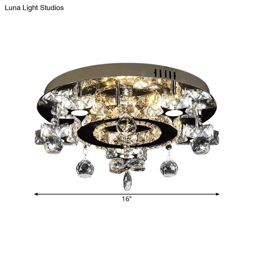 DecorBites™ DecorBites™ Faceted Crystal Star Semi Flush Lamp - LED Ceiling Flush in Chrome - Warm/White Light