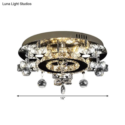 DecorBites™ DecorBites™ Faceted Crystal Star Semi Flush Lamp - LED Ceiling Flush in Chrome - Warm/White Light