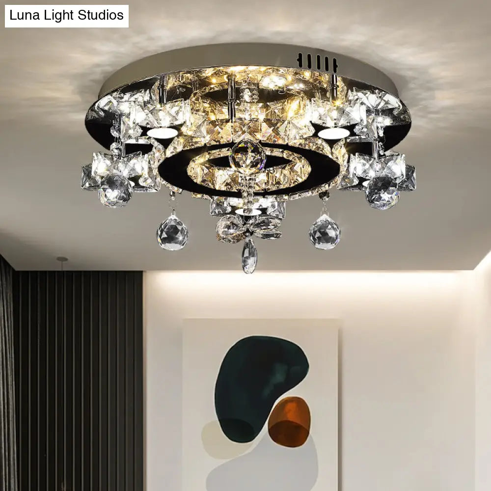 DecorBites™ DecorBites™ Faceted Crystal Star Semi Flush Lamp - LED Ceiling Flush in Chrome - Warm/White Light