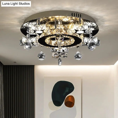 DecorBites™ DecorBites™ Faceted Crystal Star Semi Flush Lamp - LED Ceiling Flush in Chrome - Warm/White Light