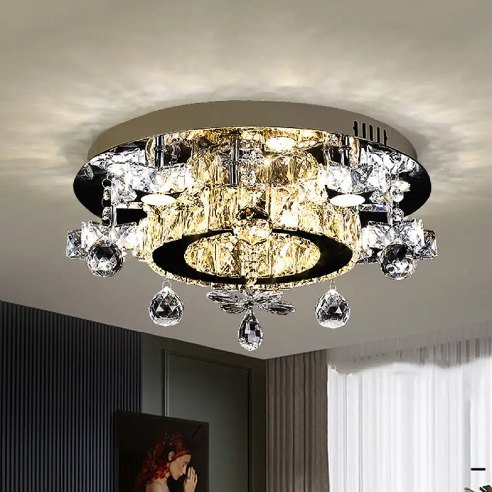 DecorBites™ DecorBites™ Faceted Crystal Star Semi Flush Lamp - LED Ceiling Flush in Chrome - Warm/White Light