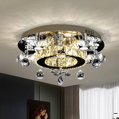 DecorBites™ DecorBites™ Faceted Crystal Star Semi Flush Lamp - LED Ceiling Flush in Chrome - Warm/White Light