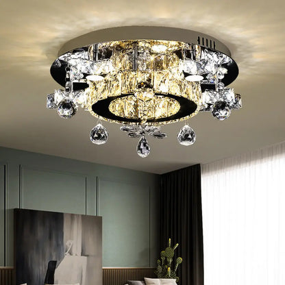 DecorBites™ DecorBites™ Faceted Crystal Star Semi Flush Lamp - LED Ceiling Flush in Chrome - Warm/White Light