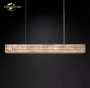 Faceted gold crystal led linear chandelier with intricate design and warm glow for dining room decorbites crystal led