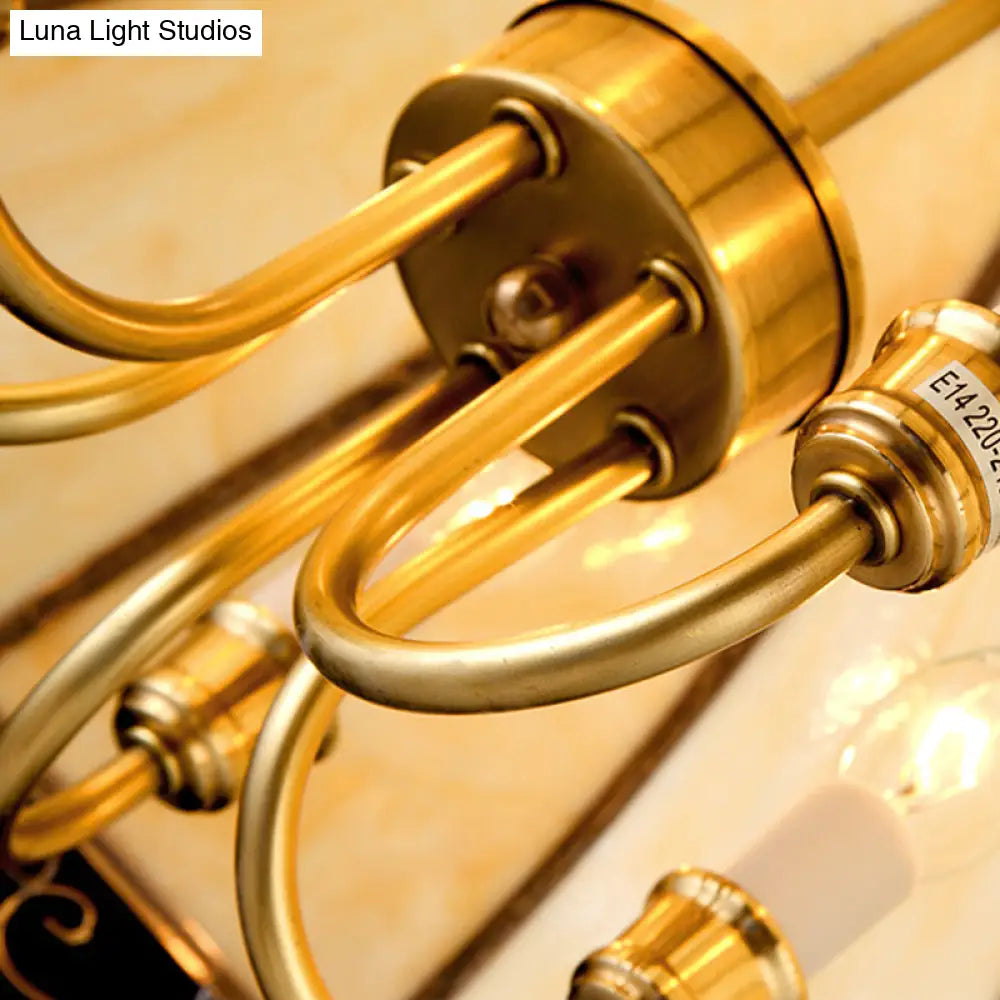 DecorBites™ Faceted Island Lighting Fixture - 6-Headed White Glass Pendant Ceiling Light in Gold, Colonial Style