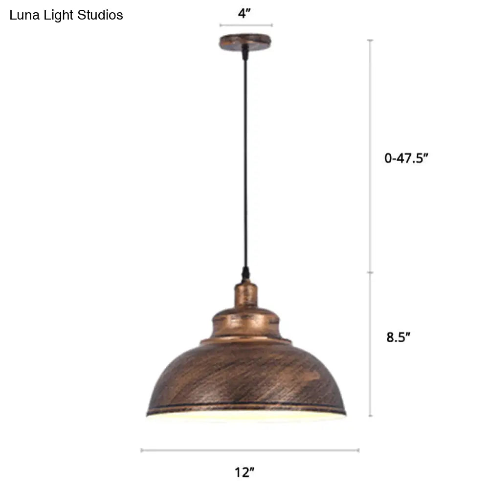 Factory Style Metal Pendant Ceiling Light - Bowl Shade - Restaurant Hanging Lamp