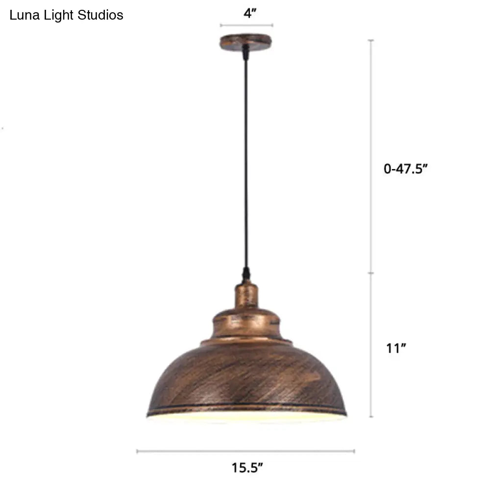 Factory Style Metal Pendant Ceiling Light - Bowl Shade - Restaurant Hanging Lamp