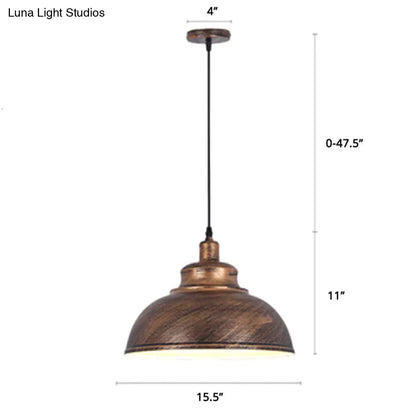 Factory Style Metal Pendant Ceiling Light - Bowl Shade - Restaurant Hanging Lamp