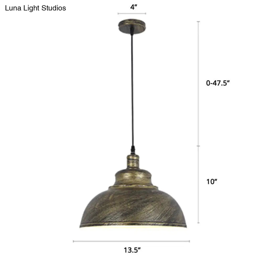 Factory Style Metal Pendant Ceiling Light - Bowl Shade - Restaurant Hanging Lamp