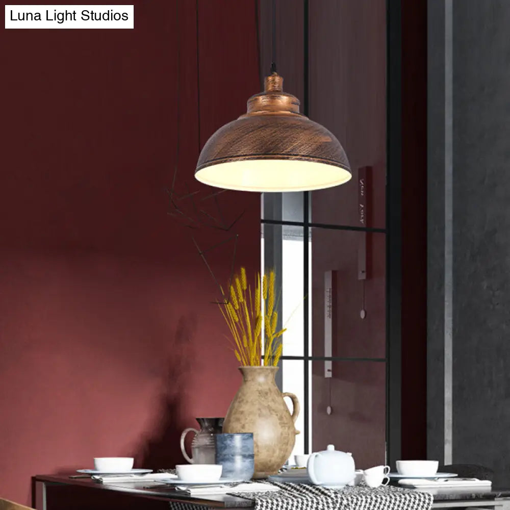 Factory Style Metal Pendant Ceiling Light - Bowl Shade - Restaurant Hanging Lamp