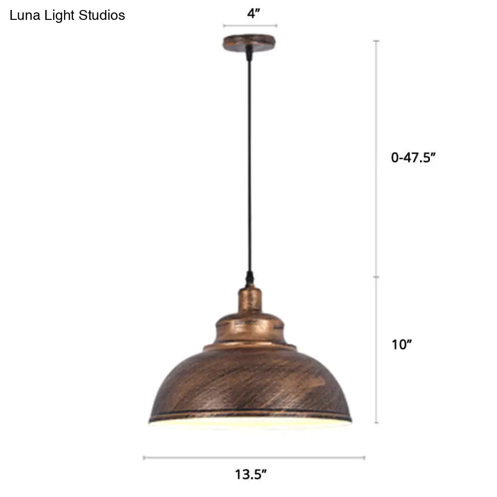 Factory Style Metal Pendant Ceiling Light - Bowl Shade - Restaurant Hanging Lamp