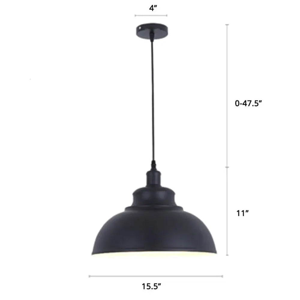 Factory Style Metal Pendant Ceiling Light - Bowl Shade - Restaurant Hanging Lamp