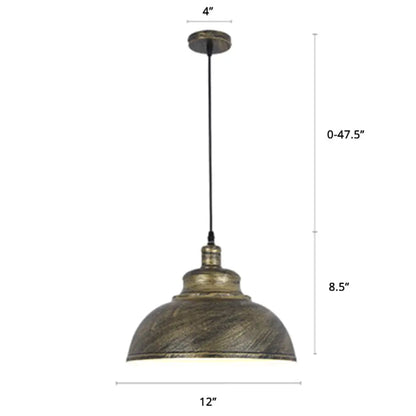 Factory Style Metal Pendant Ceiling Light - Bowl Shade - Restaurant Hanging Lamp