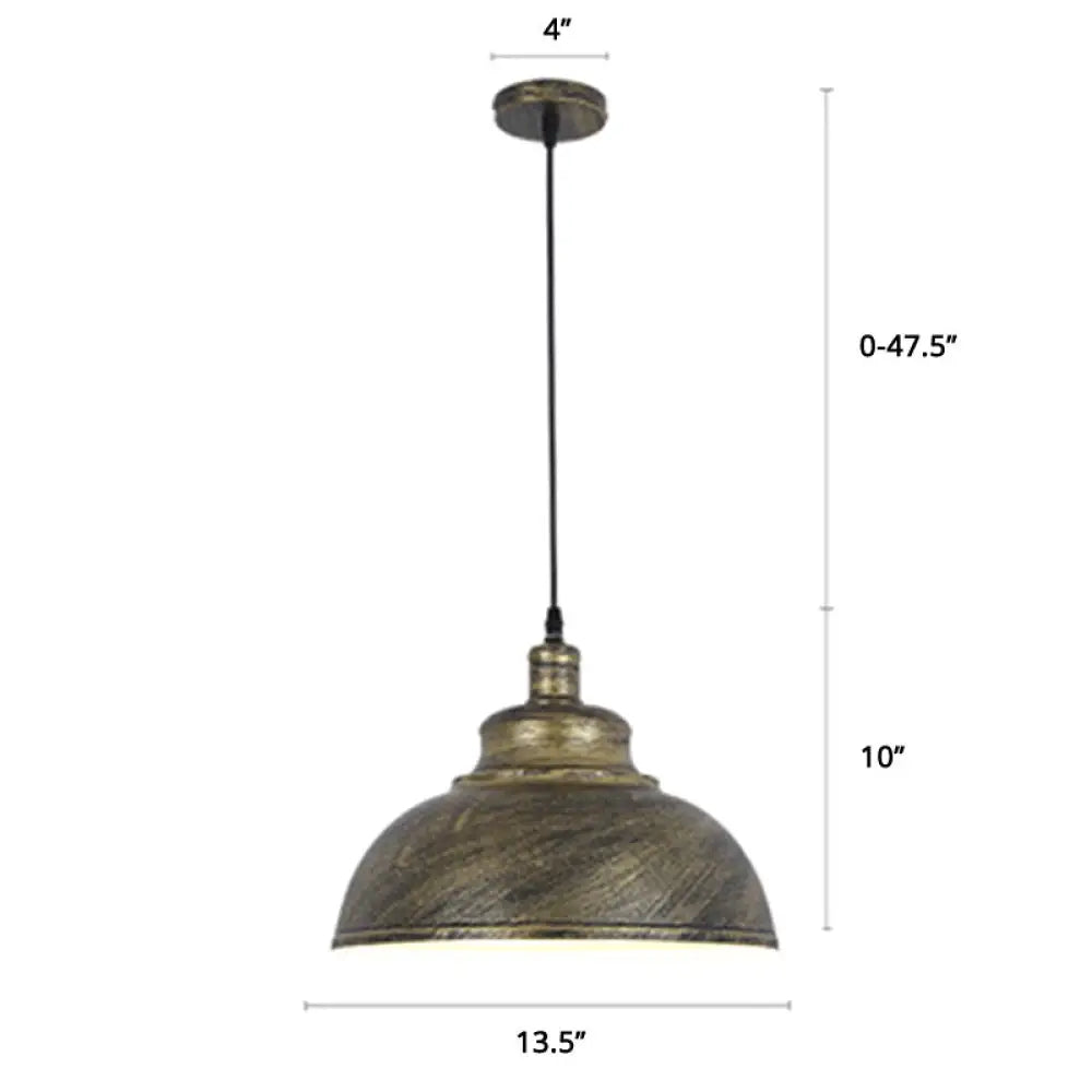 Factory Style Metal Pendant Ceiling Light - Bowl Shade - Restaurant Hanging Lamp