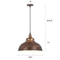 Factory Style Metal Pendant Ceiling Light - Bowl Shade - Restaurant Hanging Lamp