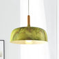 Farmhouse 1-Head Bowl Aluminum Suspension Lamp - White/Green/Red Brown - Bedroom Hanging Ceiling Light