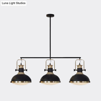 DecorBites™ Farmhouse 3-Light Island Pendant with Black Metal Dome Shade for Dining Room Down Lighting