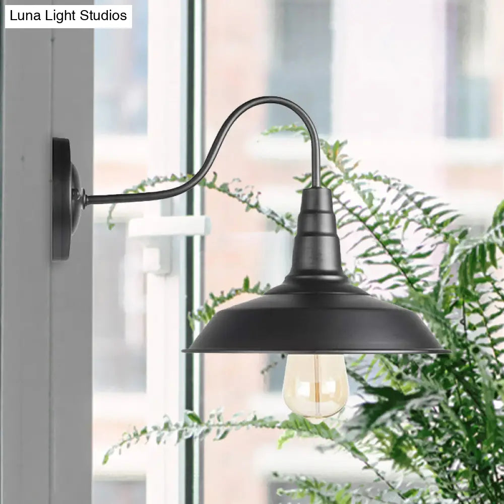 DecorBites™ DecorBites™ Farmhouse Barn Wall Gooseneck Sconce Lamp 1-Light Metal in Black, 2-Pack for Bedroom Lighting