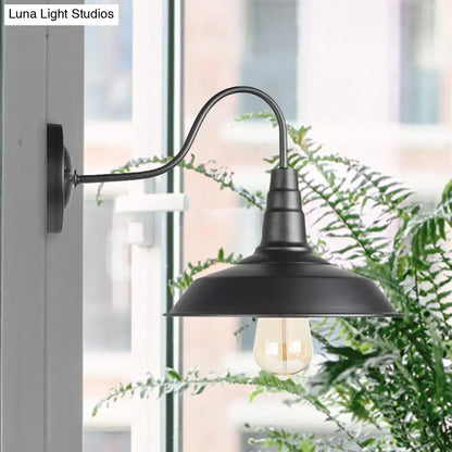 DecorBites™ DecorBites™ Farmhouse Barn Wall Gooseneck Sconce Lamp 1-Light Metal in Black, 2-Pack for Bedroom Lighting