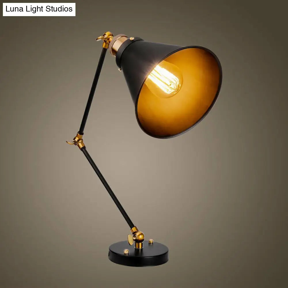 DecorBites™ Farmhouse Bistro Wall Lamp: Adjustable 1-Light Fixture with Black Iron Shade