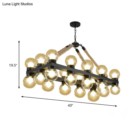 DecorBites™ Farmhouse Black Pendant Light with 24 Cognac Glass Hanging Island Lights for Dining Room