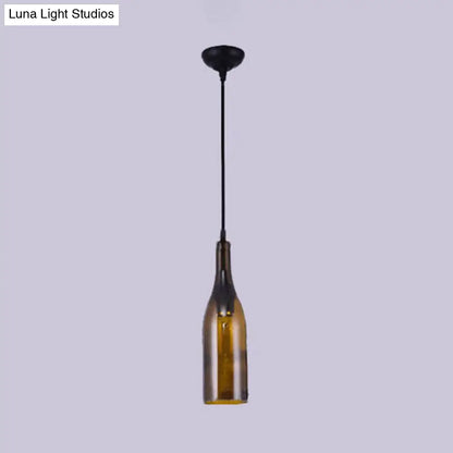 Farmhouse Bottle Glass Pendant Ceiling Light Fixture - Brown/Yellow, 1 Bulb