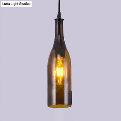 Farmhouse Bottle Glass Pendant Ceiling Light Fixture - Brown/Yellow, 1 Bulb