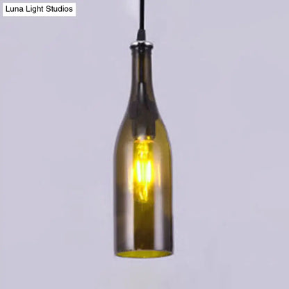 Farmhouse Bottle Glass Pendant Ceiling Light Fixture - Brown/Yellow, 1 Bulb