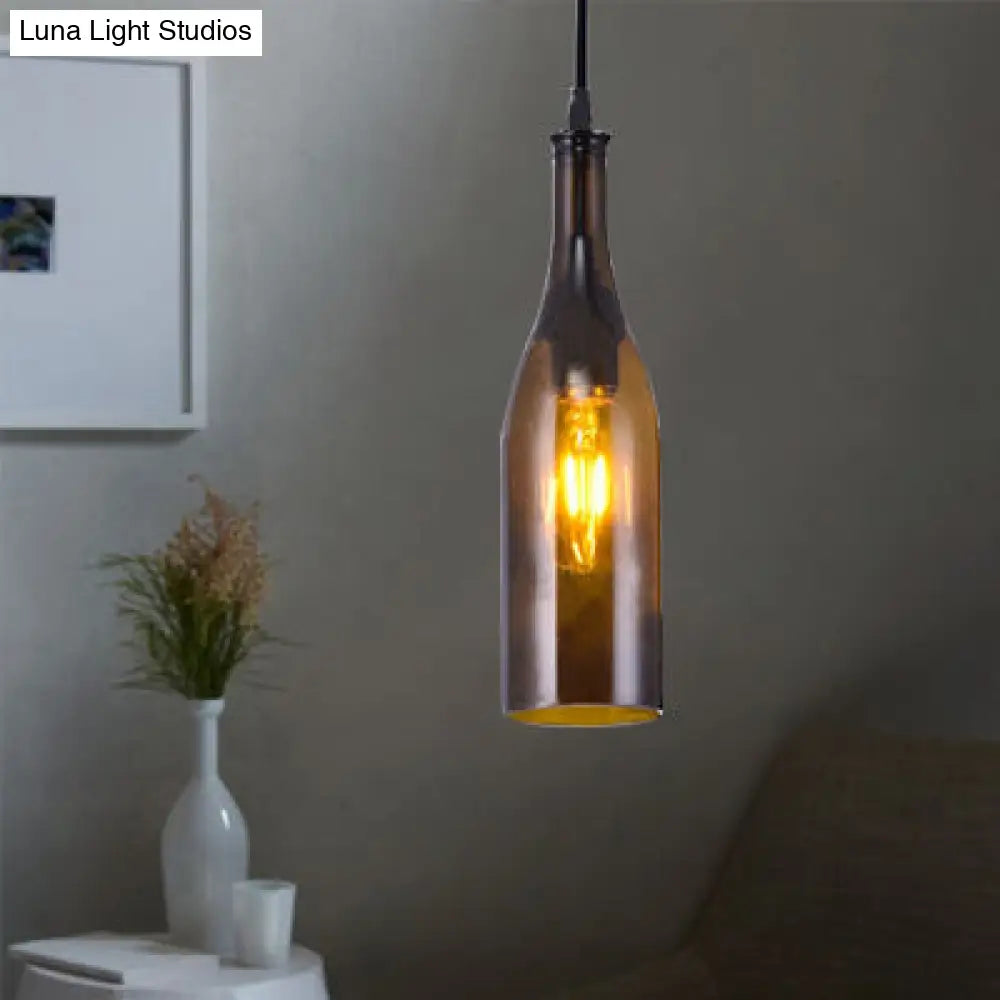 Farmhouse Bottle Glass Pendant Ceiling Light Fixture - Brown/Yellow, 1 Bulb