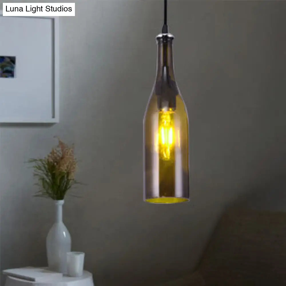 Farmhouse Bottle Glass Pendant Ceiling Light Fixture - Brown/Yellow, 1 Bulb