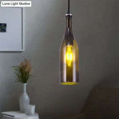 Farmhouse Bottle Glass Pendant Ceiling Light Fixture - Brown/Yellow, 1 Bulb