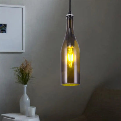 Farmhouse Bottle Glass Pendant Ceiling Light Fixture - Brown/Yellow, 1 Bulb