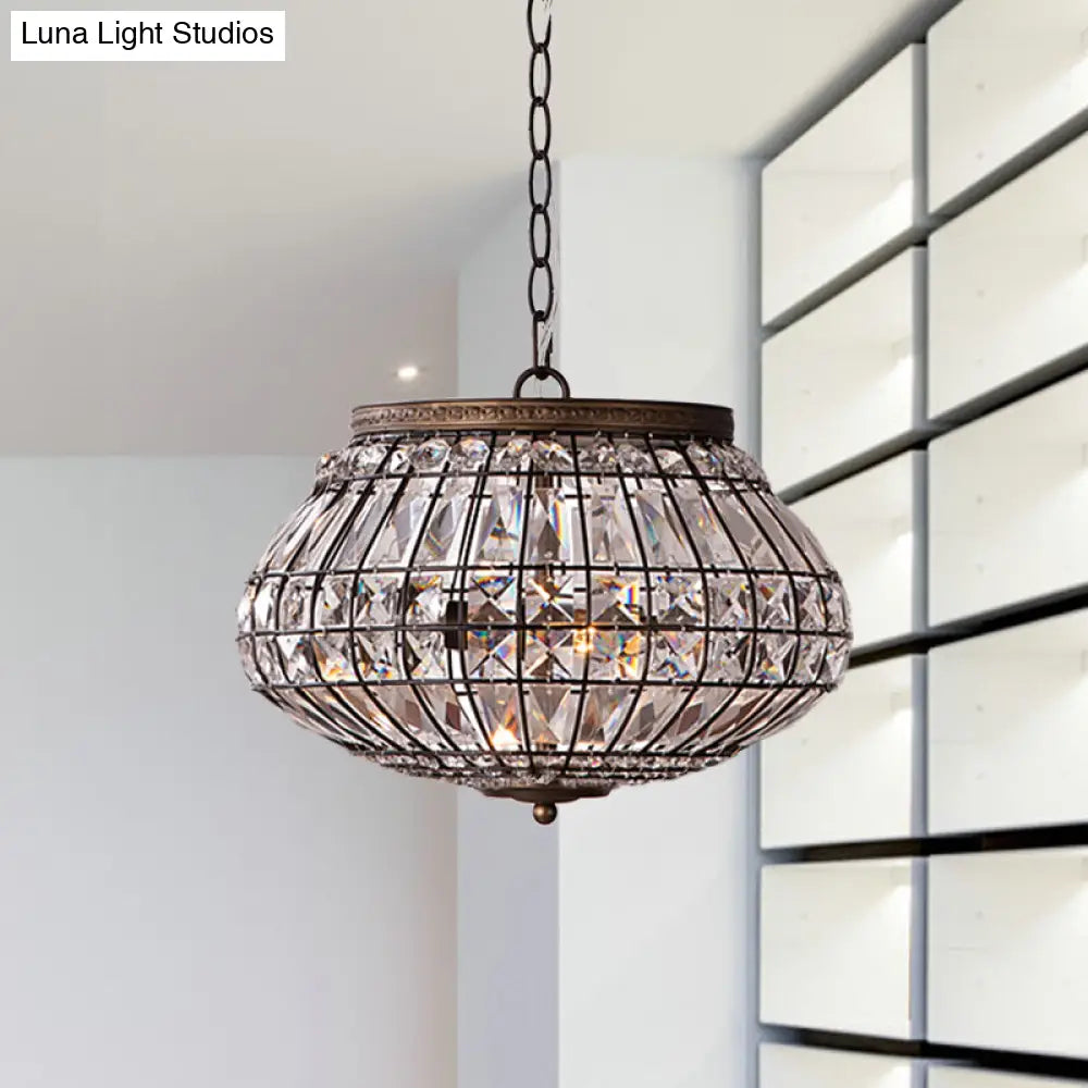 Lámpara de altar de bronce estilo rústico con dos cabezas y colgante de cuentas de cristal