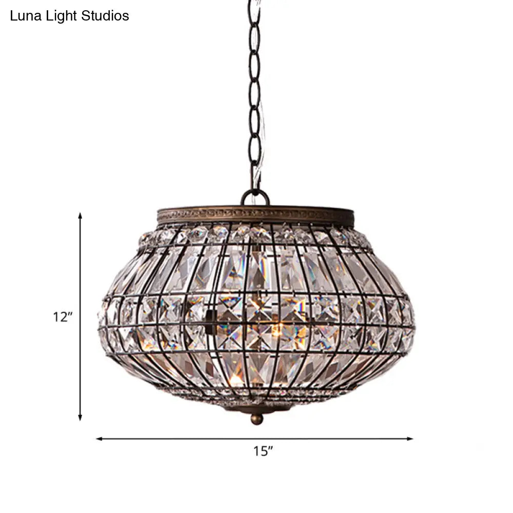 Lámpara de altar de bronce estilo rústico con dos cabezas y colgante de cuentas de cristal