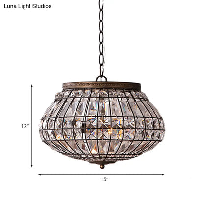 Lámpara de altar de bronce estilo rústico con dos cabezas y colgante de cuentas de cristal