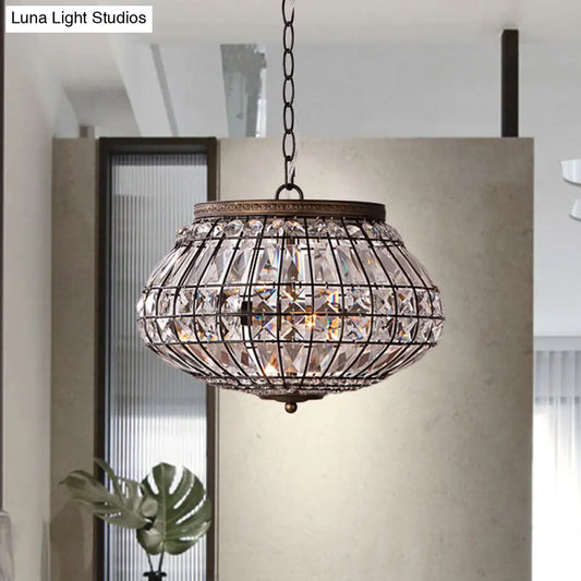 Lámpara de altar de bronce estilo rústico con dos cabezas y colgante de cuentas de cristal