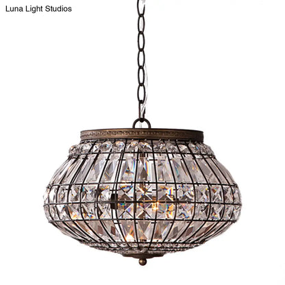 Lámpara de altar de bronce estilo rústico con dos cabezas y colgante de cuentas de cristal