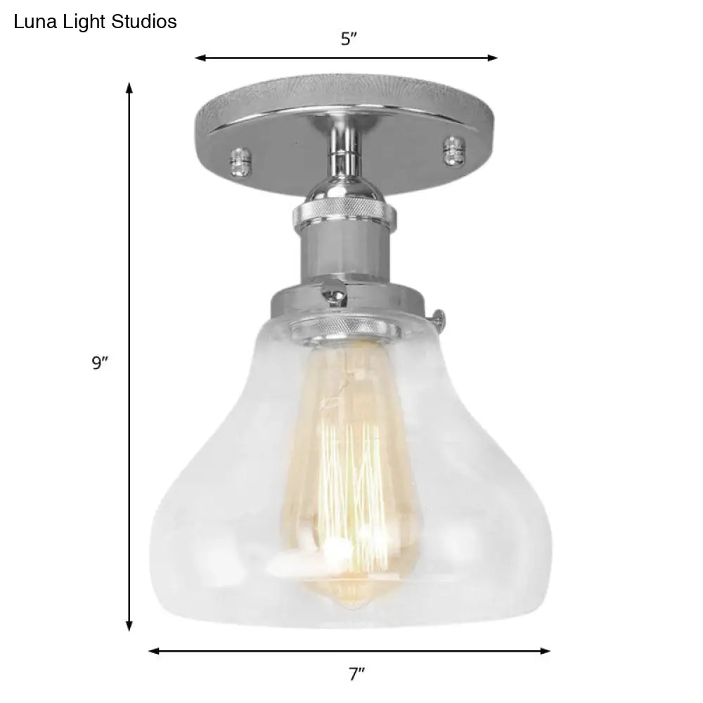 DecorBites™ DecorBites™ Farmhouse Cone Clear Glass Ceiling Lighting Fixture - Single Bulb Semi Flush Mount in Black/Brass/Copper