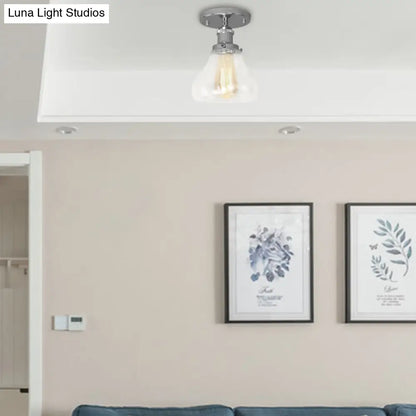 DecorBites™ DecorBites™ Farmhouse Cone Clear Glass Ceiling Lighting Fixture - Single Bulb Semi Flush Mount in Black/Brass/Copper