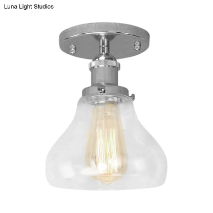 DecorBites™ DecorBites™ Farmhouse Cone Clear Glass Ceiling Lighting Fixture - Single Bulb Semi Flush Mount in Black/Brass/Copper