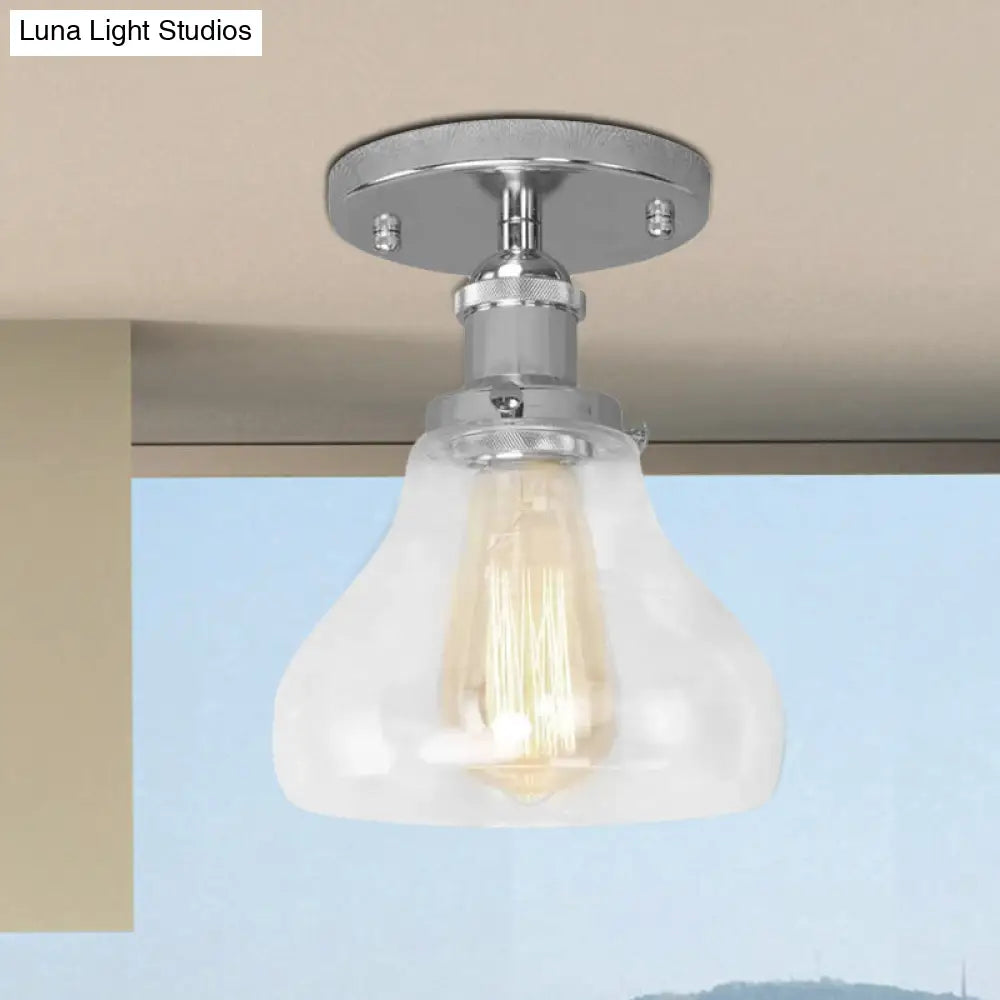 DecorBites™ DecorBites™ Farmhouse Cone Clear Glass Ceiling Lighting Fixture - Single Bulb Semi Flush Mount in Black/Brass/Copper